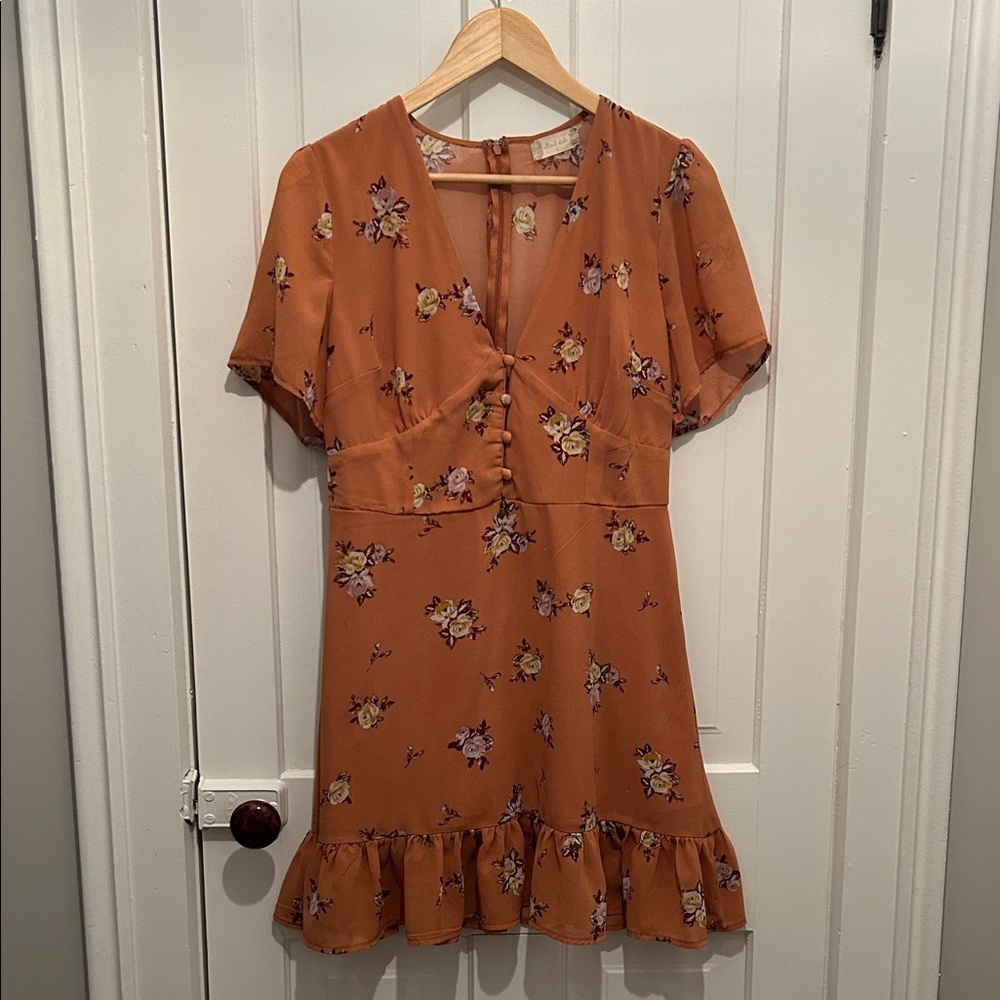 Altar'd State Orange Floral Midi Dress